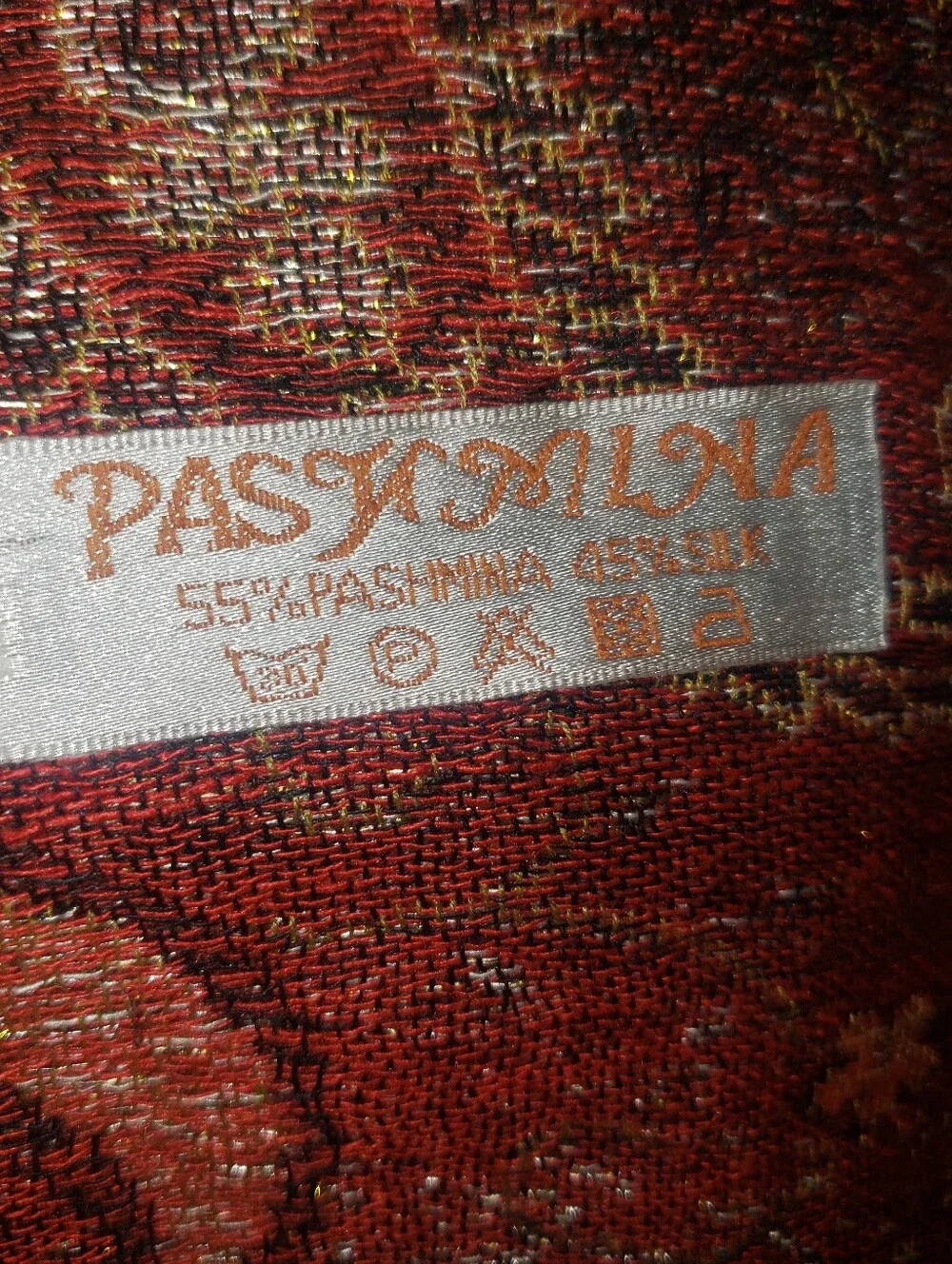 Pashmina/Silk Paisley Woven Fringe Scarf